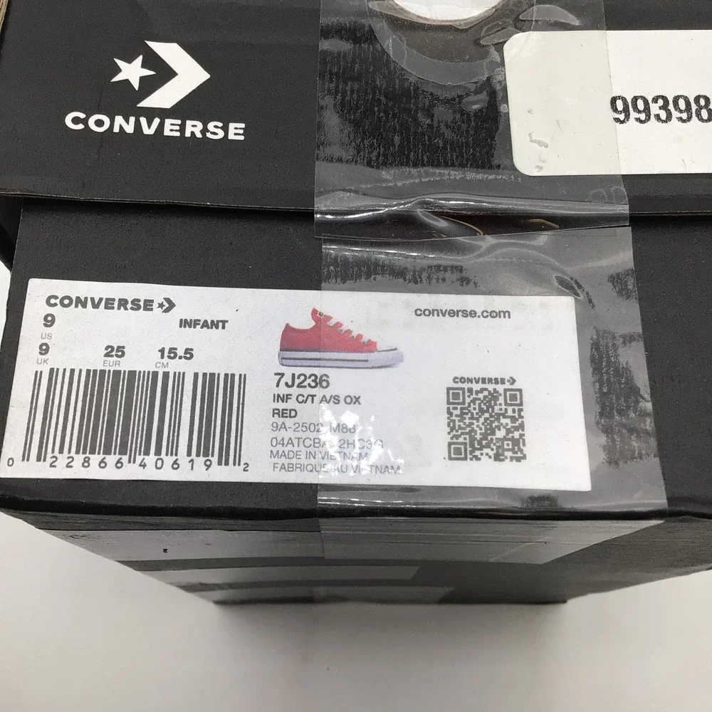 Converse CT All Star Ox Red Canvas Infant Shoes Size 9 Toddler 7J236 NEW